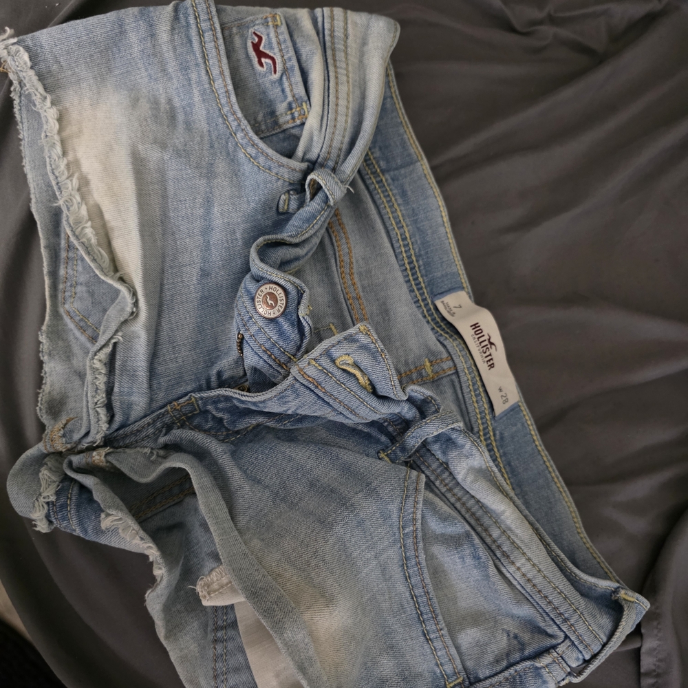 Hollister Women's Faded Blue Denim Shorts